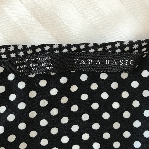 ZARA black with white polka dots  blouse  XL - Picture 11 of 13